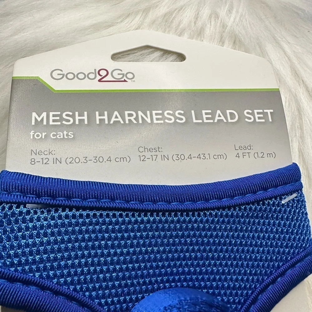 💜3/$15 Good2Go Vibrant Blue Mesh Cat Harness Set